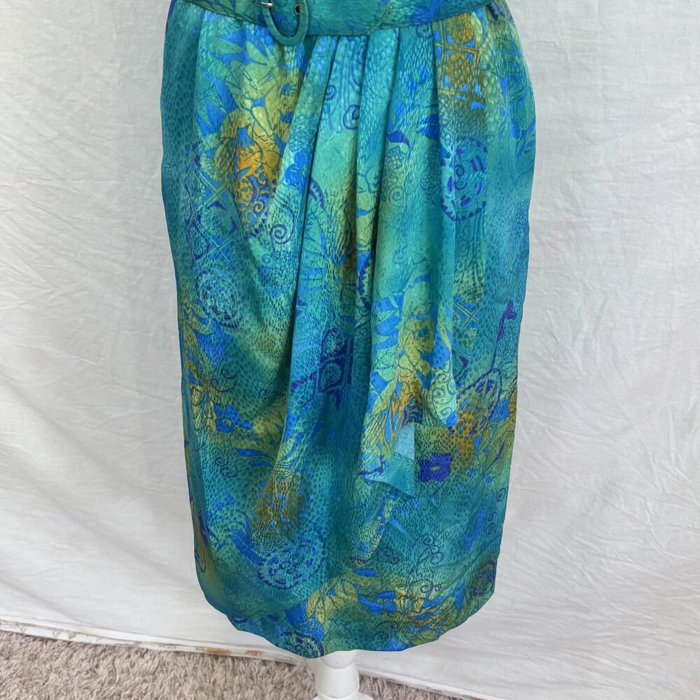 Vtg 80s Hawaiian print midi dress sz 6 - Picture 2 of 6